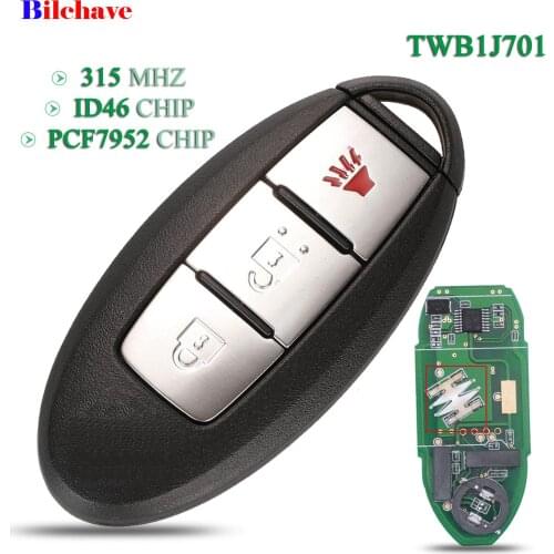 Bilchave 5pcs For Nissan March Sunny Tiida Livina Sylphy Altima Maxima FOB 3 Buttons 315Mhz ID46 PCF7952 Chip Remote Smart Key