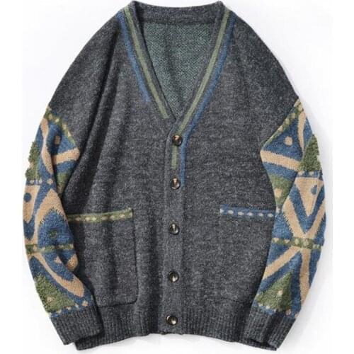 Korean Striped Mens Sweaters Casual Winter Sweater Men Hip Hop Knit Cardigan Men Sweater Jacket top