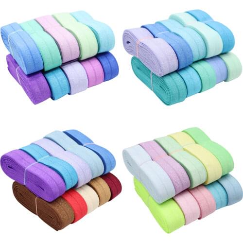 Best Sell 5/8'' Solid Color Fold Over Elastic 20 yards in total(2yards per color,total 10 colors )For Hair Accessorie