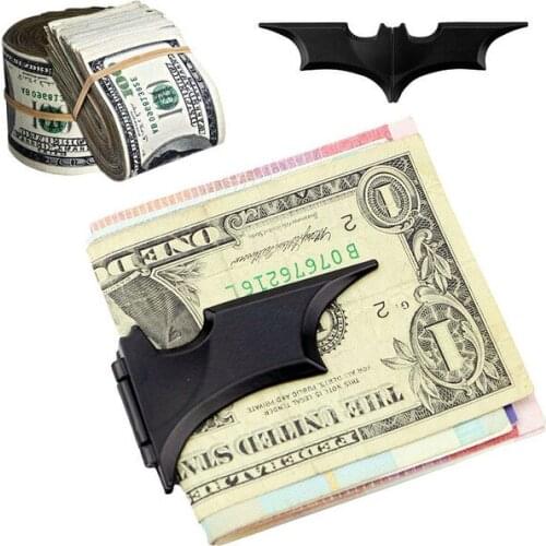 Black Bat Money Clip Magnetic Folding Card Metal Holder Wallet Christmas Matte Black Arms Men Wallet Anime Decor Accessories