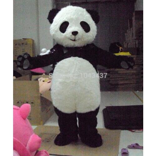 Cute Christmas halloween Long Plush Panda Mascot Costume Fancy Outfit Cartoon Character Party Dress Free Shipping