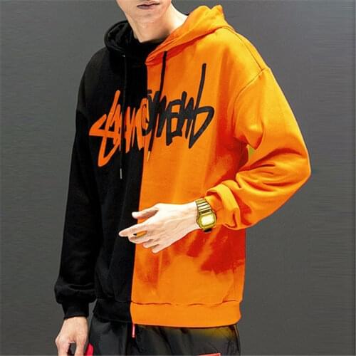 Men Scratches Hoodies Winter Harajuku Oversized Patchwork Print Male Sweatshirt Fashion Hip Hop Hooded Man Pullover Streetwear
