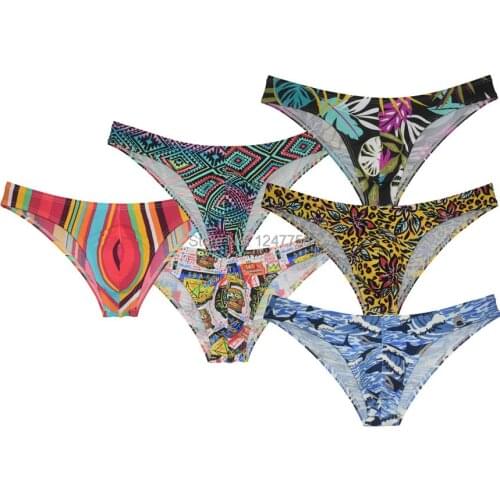 Printed Men Underwear Nylon Sexy Men Briefs Gay Male Panties Breathable Slip Cueca Underpants Briefs