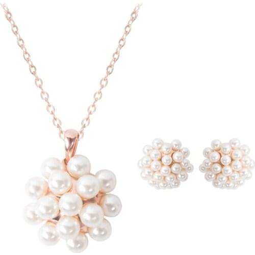 Multiple Simulated Pearl KC Gold-color Jewelry Sets Trendy Necklace Set Earrings Birthday/Christmas Bridal Wedding Jewewlry