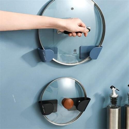 2pcs/Set Wall Mounted Storage Rack Pot Lid Holder Hanging Holder for Pan Pot Cover Rack Kitchen Organizer Plastic Kitchen Tool