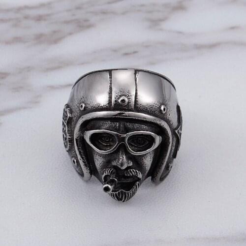 New retro mens titanium steel ring soldier head baseball cap Uncle Cigarette