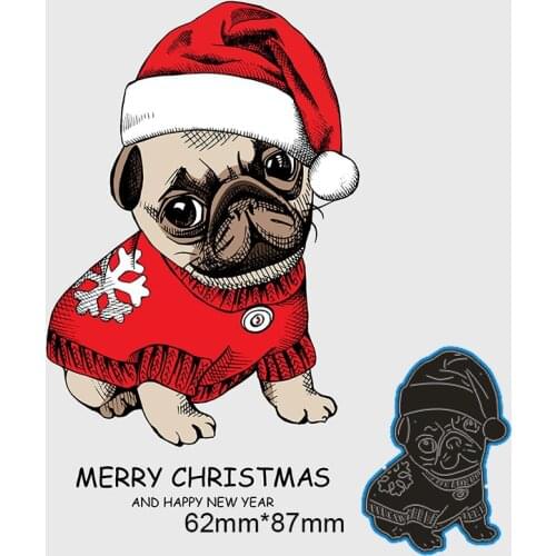 New Metal Cutting Dies Christmas Dress Shar Pei Stencils Fr DIY Scrapbooking Paper Cards Craft Making Craft Decoration 62*87mm