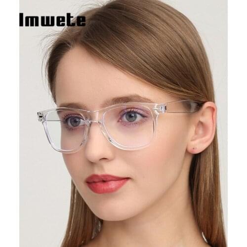 Imwete Anti Blue Rays Spectacle Male Computer Oval Glasses Frame Myopia Female Transparent PC Optical Eyewear