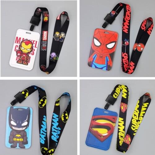 Genuine Disney Avengers Spiderman Card Cover Marvel Iron Man Hulk Captain America Hanging Neck Bag ID Card Holder Bus Card Bag