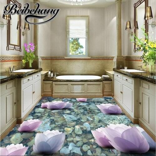 Beibehang Custom Decorative Bedroom Living Room Self-adhesive Floor Painting Lot Stone Water Surface Modern 3D Floor Wallpaper
