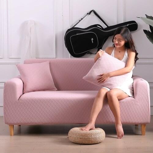 Modern Pure Pink Sofa Covers for Living Room Sofa Cover Set Elastic Couch Cover Sofa Towels Furniture Protector Sectional Sofa