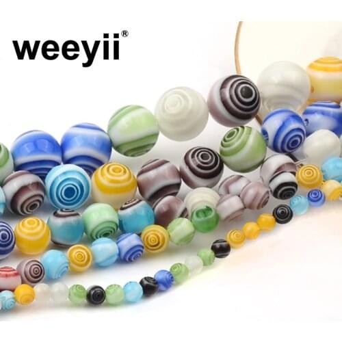Many Colors Round Pattern Glass Beads Circles loose Beads For Jewelry Bracelets Making DIY Accessories