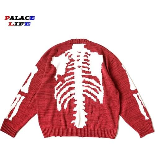 Sweater Men Hip Hop Streetwear Harajuku Japanese Style Anime Loose Knitted Sweater Cotton Pullover O-Neck Tops 2021 Autumn