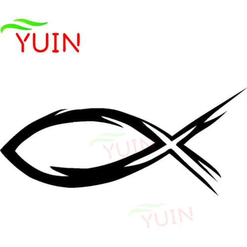 Grunge Jesus Fish Car Sticker Creative Motorcycle Auto Accessories Fashion PVC Window Decoration High Quality Waterproof Decal