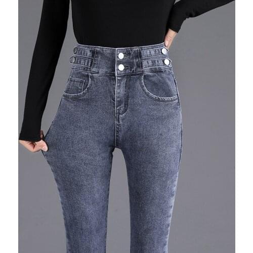 Light-colored Jeans Women Summer 2021 New High Waist Push Up Hip Denim Pant High Stretch Tight Bodycon Pencil Trouser Female 2XL