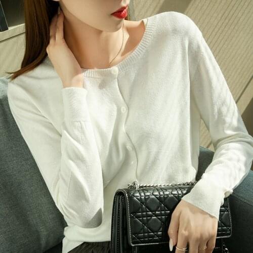 New Style Top Grade Women Cardigans Wool Knitted Jumpers 2021 Full Sleeve Female Sweaters Woolen O-Neck Tops