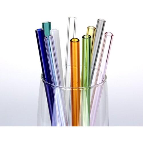 New Arrive 100pcs Reusable Wedding Birthday Party Strait Colors Glass Drinking Straws Thick Straws