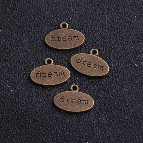 14pcs Fashion Jewelry Findings metal tags for jewelry Alloy Antique Bronze 19*14MM dream plate letter charms