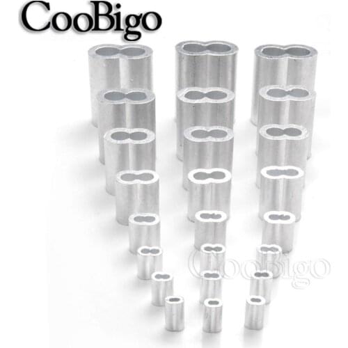 200pcs Aluminum Cable Crimps Sleeves Clip Fittings Loop Sleeve Ferrule Stop Wire Rope Cable Parts Size 3/64"~5/16"