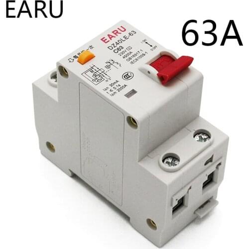 63A DZ40LE EPNL DPNL 230V 1P+N Residual Current Circuit Breaker With Over And Short Current Leakage Protection RCBO RCCB MCB