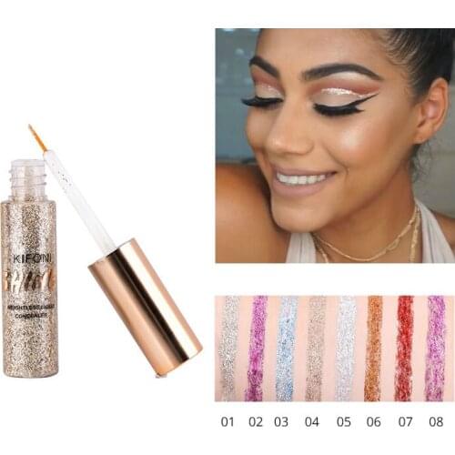 8 Color Makeup Glitter Eyeliner metallic eyeliner Waterproof shimmer White Gold Silver Make Up Liquid eye liner