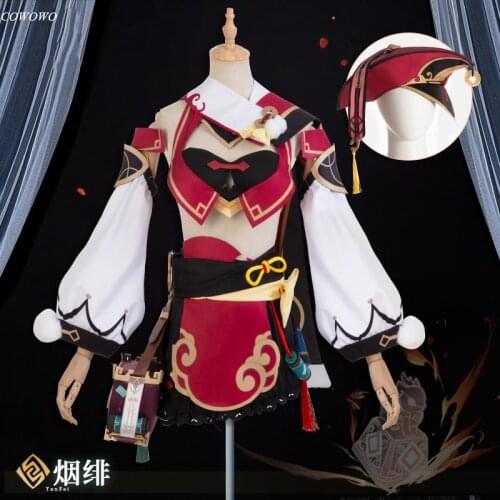 Anime! Genshin Impact YanFei Game Suit Lovely Elegant Uniform Cosplay Costume Halloween Carnival Party Outfit For Women 2021 NEW