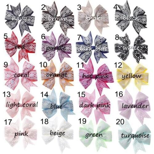 Yundfly 50pcs 3.4" Threaded Ribbon Bows for DIY Hair Accessories Lace Pattern Grosgrain Ribbon Flower Hair Bows with Clips