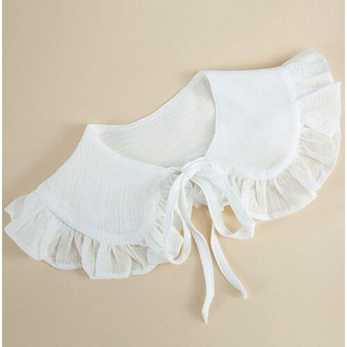 White Shawl Doll Fake Collar Female Ruffled Trim Detachable Half Shirt Scarf M89E