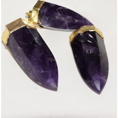 Big Purple Crystal stone Pendant natural jewelry female 2021 Gold Point Plating long chakra energy amethysts Quartz healing