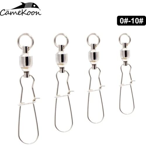 CAMEKOON 20PC Stainless Steel Rings And Brass Body Fishing Rolling Barrel Swivels Connector 0#-10# Size fishing accessories tool