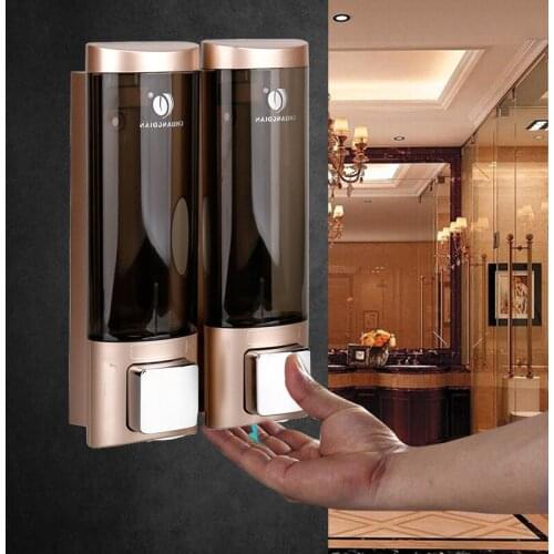 Liquid Soap Dispenser Wall Mount 300ml Bathroom Accessories Plastic Detergent Shampoo Dispensers Double Hand Kitchen Soap Bottle
