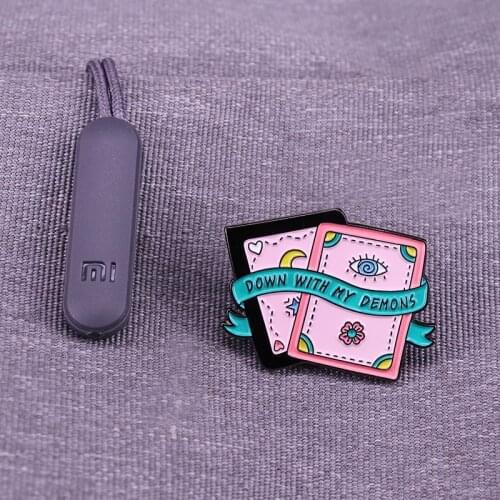 Down With My Demons On Tarot Card Enamel Pin Pastel Art Brooch Creative Halloween Gothic Gift Badge