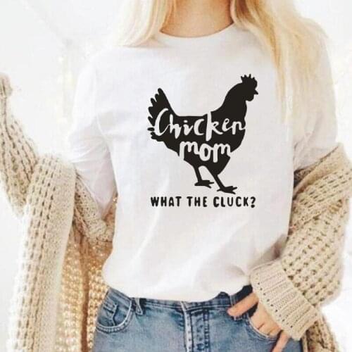 Chicken Mom Pattern Printed Womens T-shirt Fun Casual Harajuku Cotton Short Sleeve Summer Outdoor Loose Round Neck Tshirts Tops