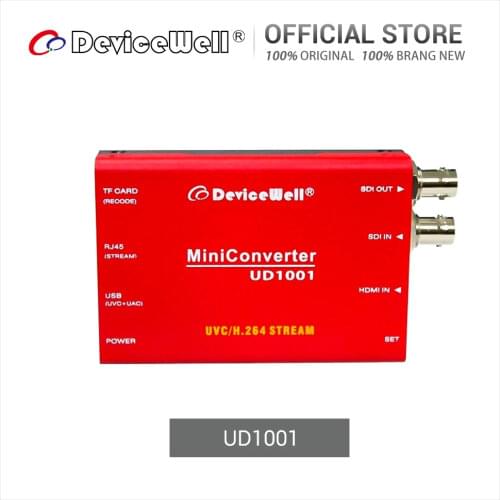 DeviceWell UD1001 SDI In to SDI Out TF Card Upgrade 1080P UVC UAC USB 5V Computers Mobilphone Stream New Video Mini Converter