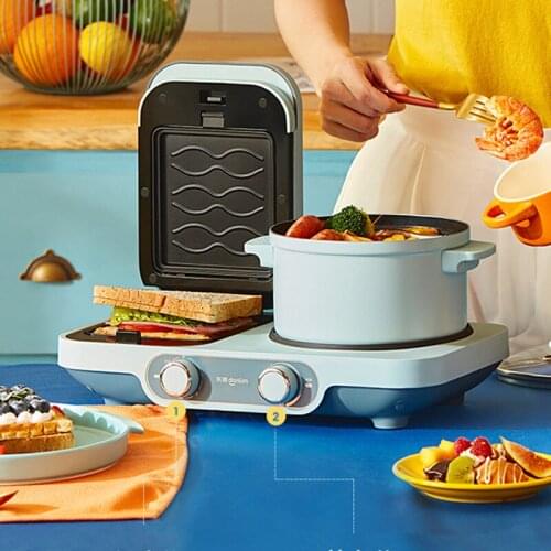 220V Multifunctional Breakfast Machine 2L Electric Household Waffle Machine Non-stick Multi Sandwich Maker Frying Pan