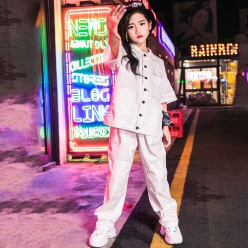 Fashion Jazz Dance Costume Girls Daning Outfits 2pcs Street Set Kids Hip Hop Girls Clothing Children Girls Stage Clothes VDB781