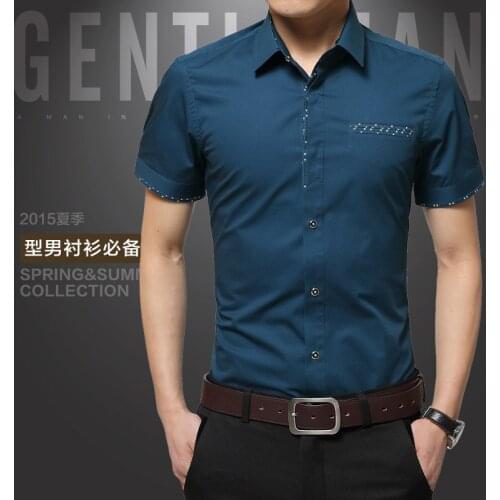 2018 Summer New Mens Shirt Brand Men Cotton Short Sleeves Dress Shirt Turn-down Collar Cardigan Shirt Men Clothes