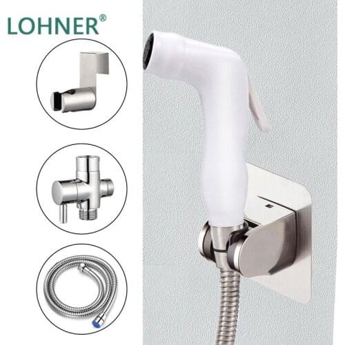 Lohner Hand Held Bidet Sprayer Hose Kits Anal Cleaner Poire Lavement Toilet Spray Shower Head White ABS Faucet Kit Premium