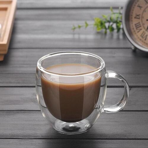 New Heat-resistant Double 250ML Wall Glass Cup Beer Espresso Coffee Cup Set Handmade Beer Mug Tea glass Whiskey Drinkware