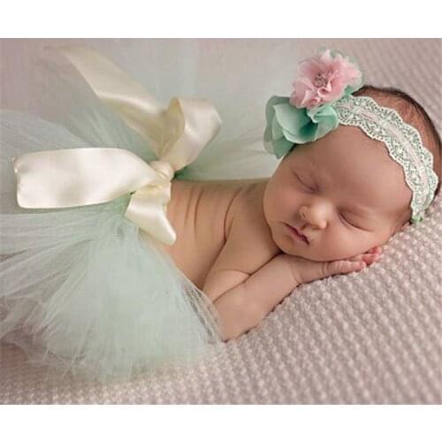 Newborn Baby Girls Elastic Headband&Tutu Skirt Photo Prop Costume Outfits Infant Costume Outfit Princess Daisy Tutu Skirt Infant