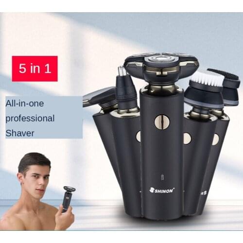 Rechargeable Electric Mens Quick Clear Multi-function Razor Five In One 3 Cutter Head Net Floating Razor Household USB Razor
