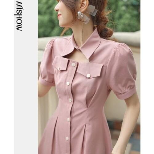 MISHOW Dress Womens Summer 2021 New Fashion Short Sleeve Double Breasted Hollow Sexy Dresses Female MXA22L0058