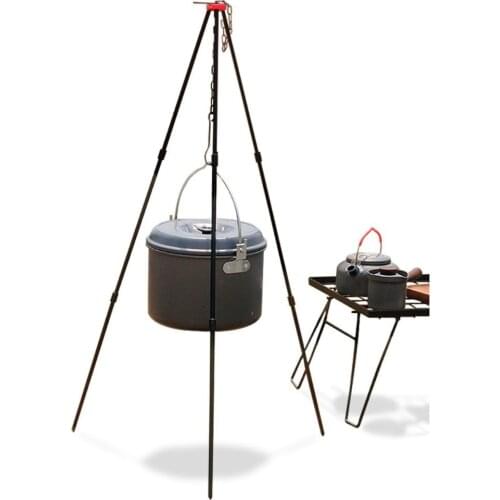 Adjustment Camping Cooking Tripod For Fire Hanging Pot Lanterns Water Jugs Campfire Cookware Pot Chain Hook Picnic Outdoor Tools