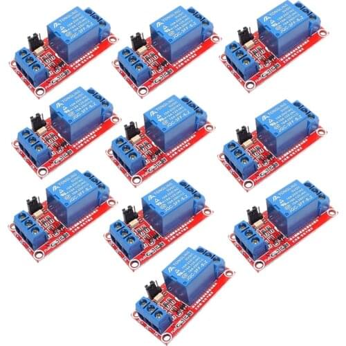 DC 5V Relay Module 1-Channel Relay Switch with Optocoupler Isolation High/Low Level Trigger, Pack of 10