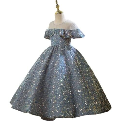 Luxury Girls Dress Sequined Kids Pageant Gown Birthday Party Costume Girls Evening Dress Vestidos Teen Ceremony Dress Girl