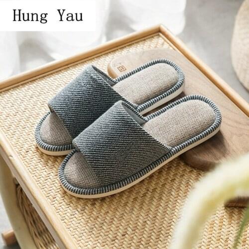 Men Slippers Flips Flops Summer Breathable Shoes Man Fashion Platform Sandals Slides Non-slip Flat Indoor Hemp