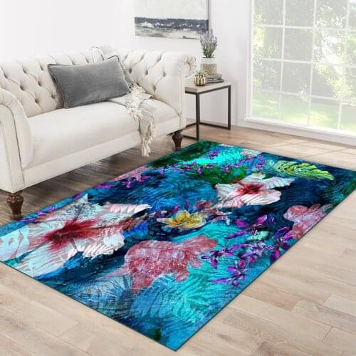 Blue color flower forest plant colorful patterned carpet modern carpet living room carpet free shipping soft textured carpet
