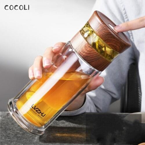 400ml Portable Double Wall Glass Bottle Tea Infuser Of Water With Lid Filter My Water Bottles Car Cup Creative Gourde Tumbler