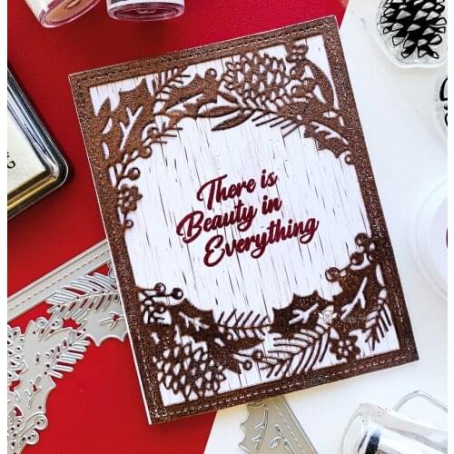 Mmao Crafts Metal Steel Cutting Dies New Berry rectangular frame Stencil For DIY Scrapbooking Paper/photo Cards Embossing Dies