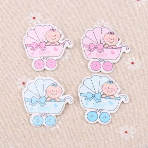 Blue/Pink Baby Carriage Pattern Scrapbooking Craft DIY Embellishment For Handmade Sewing Home Decoration 36x36mm 20pcs